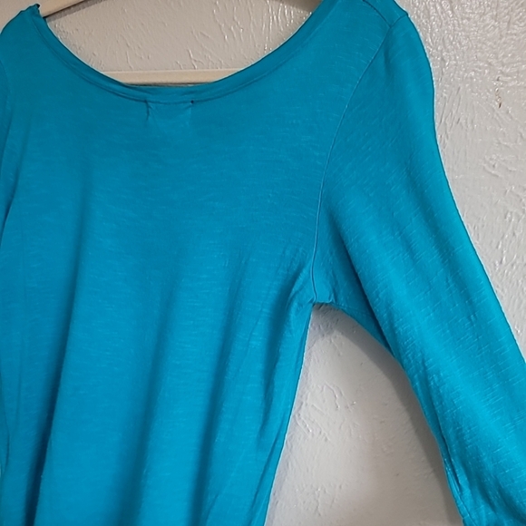 Y2K turquoise blue Top Never Stop Dreaming Patriotic Flag Size S 4th of July - Picture 10 of 16